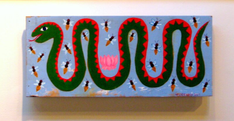 Green Snake with 21 Bees 2011